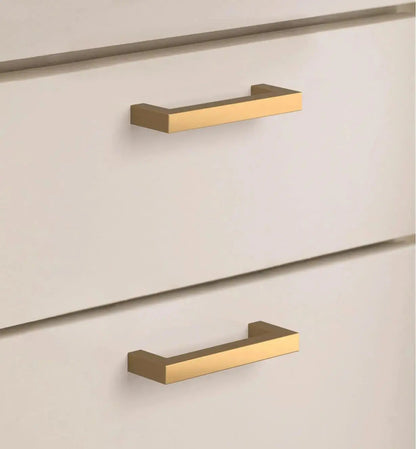 Squared Champagne Bronze Cabinet Handles: Elegant Hardware for Kitchen & Furniture | Handcrafted Décor Brass Cabinet Pull - Drawer Pulls