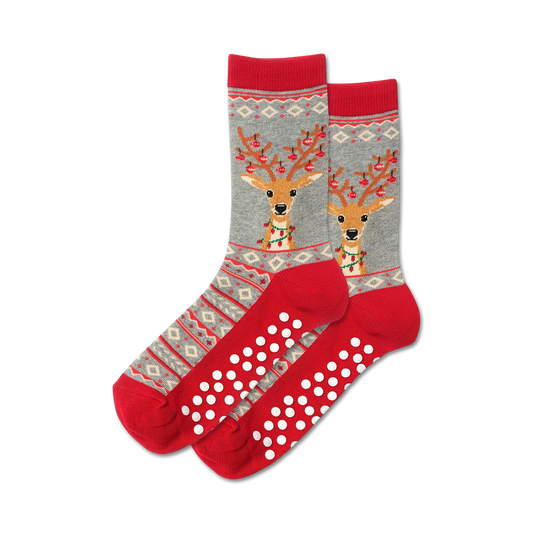 Fuzzy Reindeer Non-Skid Slipper
