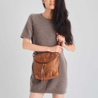 Silverlake Flap Crossbody - Leather - Tobacco Floral Embossed