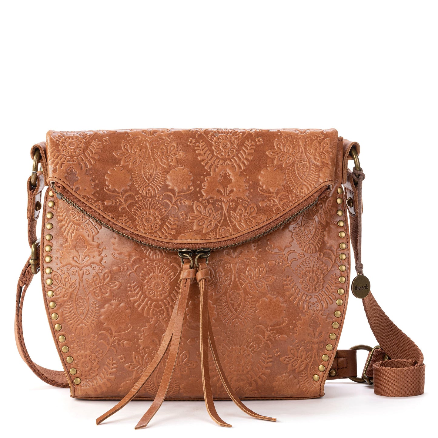 Silverlake Flap Crossbody - Leather - Tobacco Floral Embossed