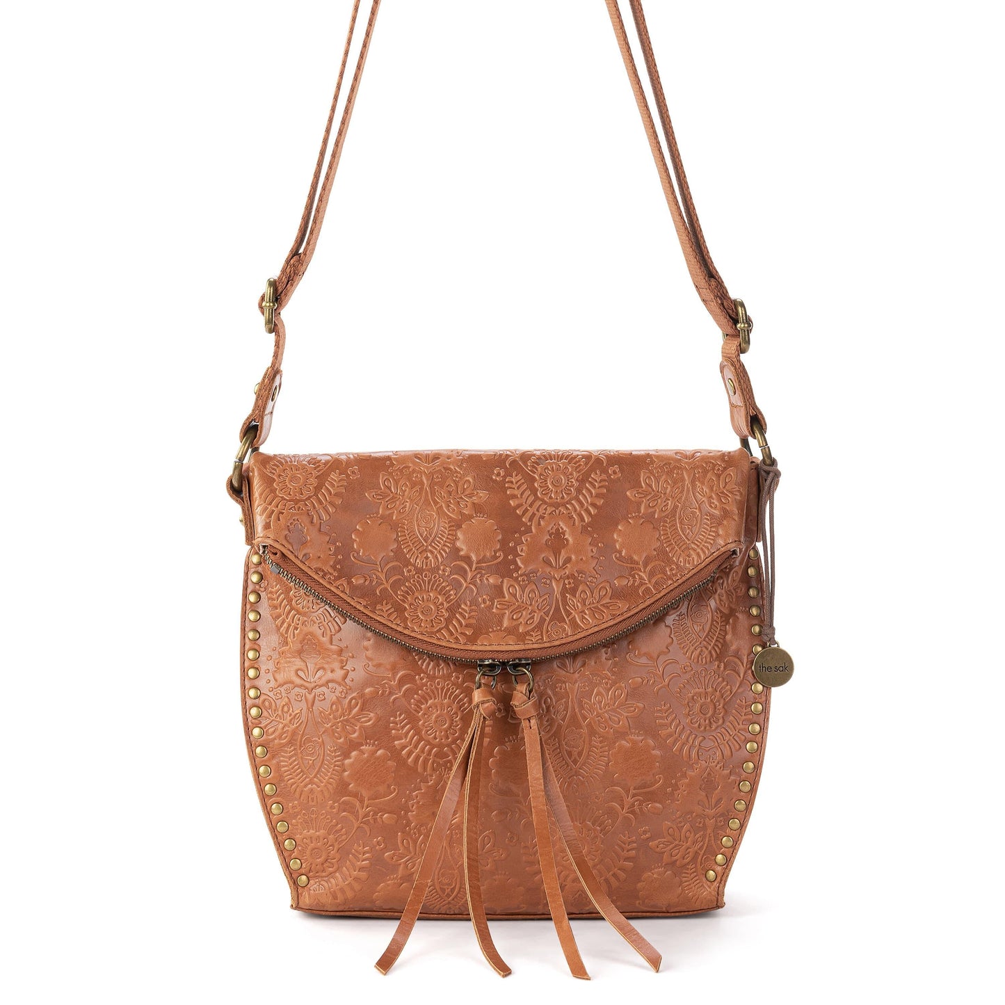 Silverlake Flap Crossbody - Leather - Tobacco Floral Embossed