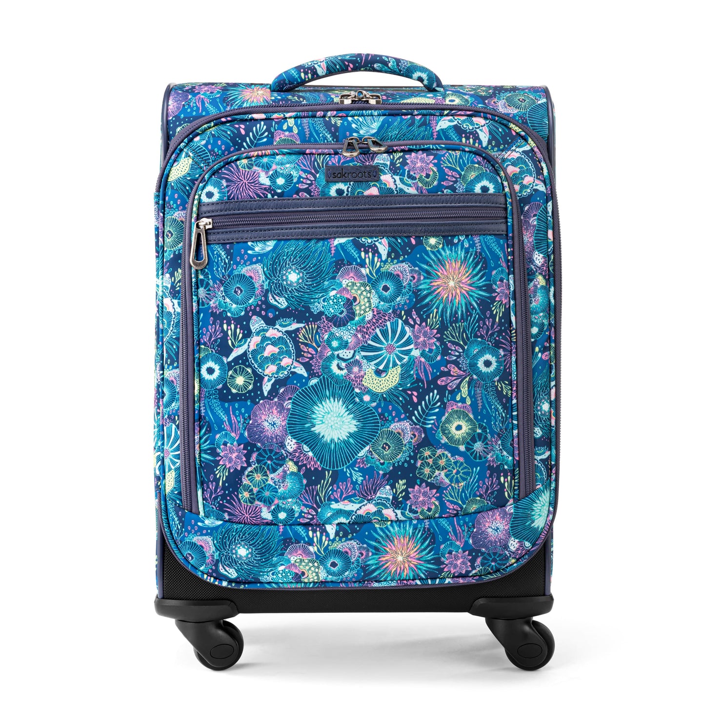 On The Go 21" Spinner Luggage Bundle - EcoTwill - Royal Blue Seascape