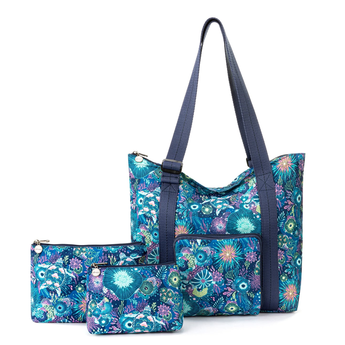 On The Go 21" Spinner Luggage Bundle - EcoTwill - Royal Blue Seascape