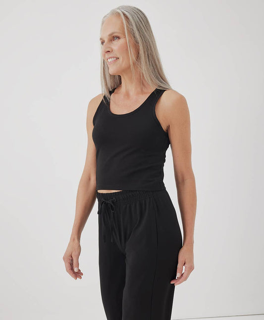 Pact Women’s Cool Stretch Cropped Lounge Tank: Black