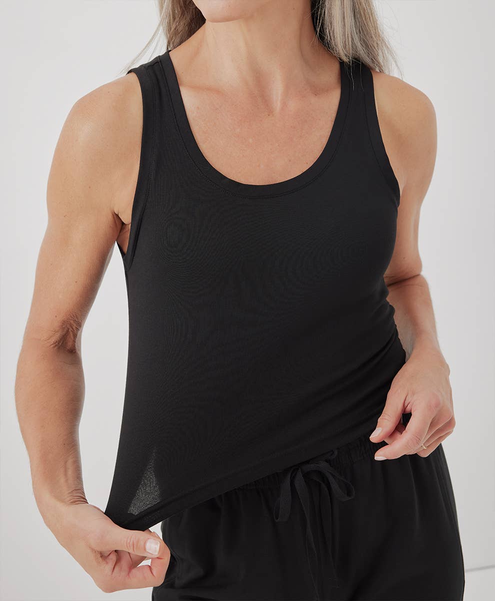 Pact Women’s Cool Stretch Cropped Lounge Tank: Black