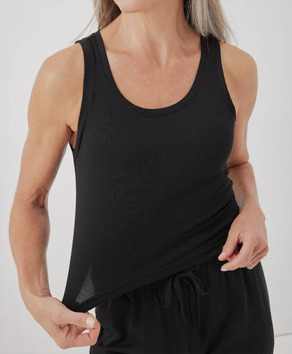 Pact Women’s Cool Stretch Cropped Lounge Tank: Black