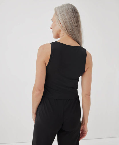 Pact Women’s Cool Stretch Cropped Lounge Tank: Black