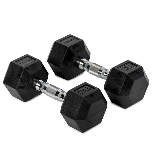 20 LB Rubber Hex Dumbbells