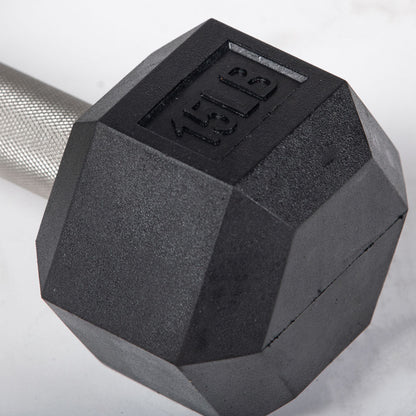 15 LB Straight Stainless Steel Hex Dumbbells
