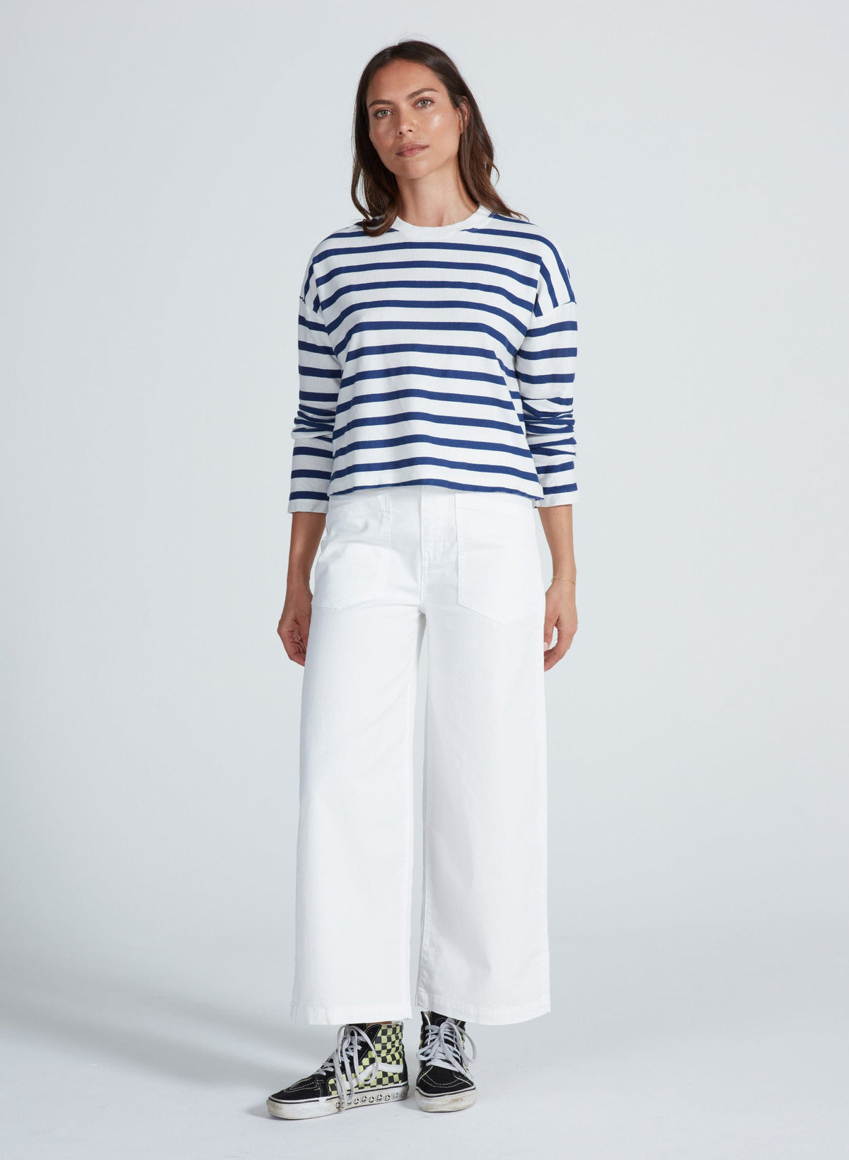 ASKK NY Cropped Long Sleeve Stripped Tee