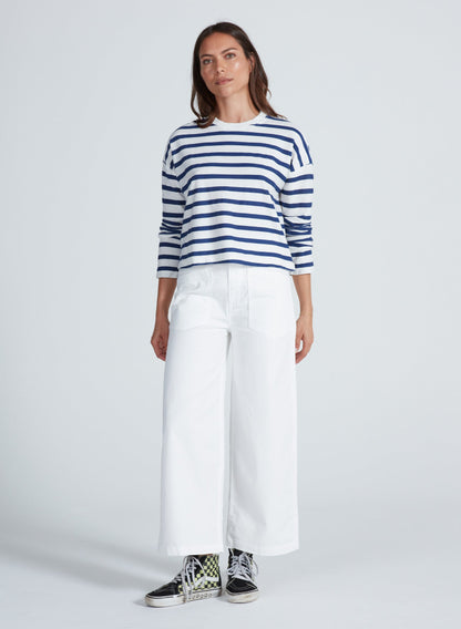 ASKK NY Cropped Long Sleeve Stripped Tee