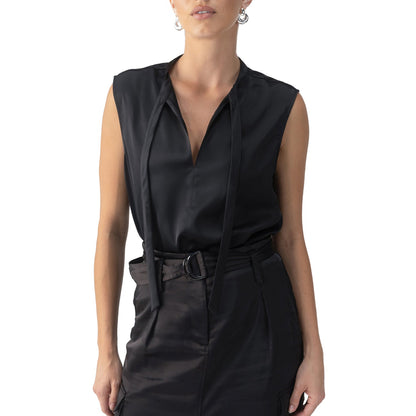 Sanctuary Tie Neck Satin Shell