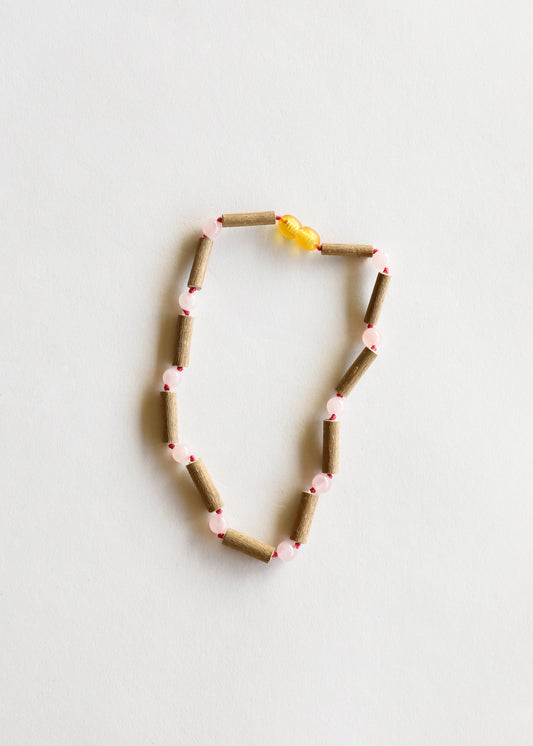 Hazelwood + Rose Quartz || Beaded Necklace