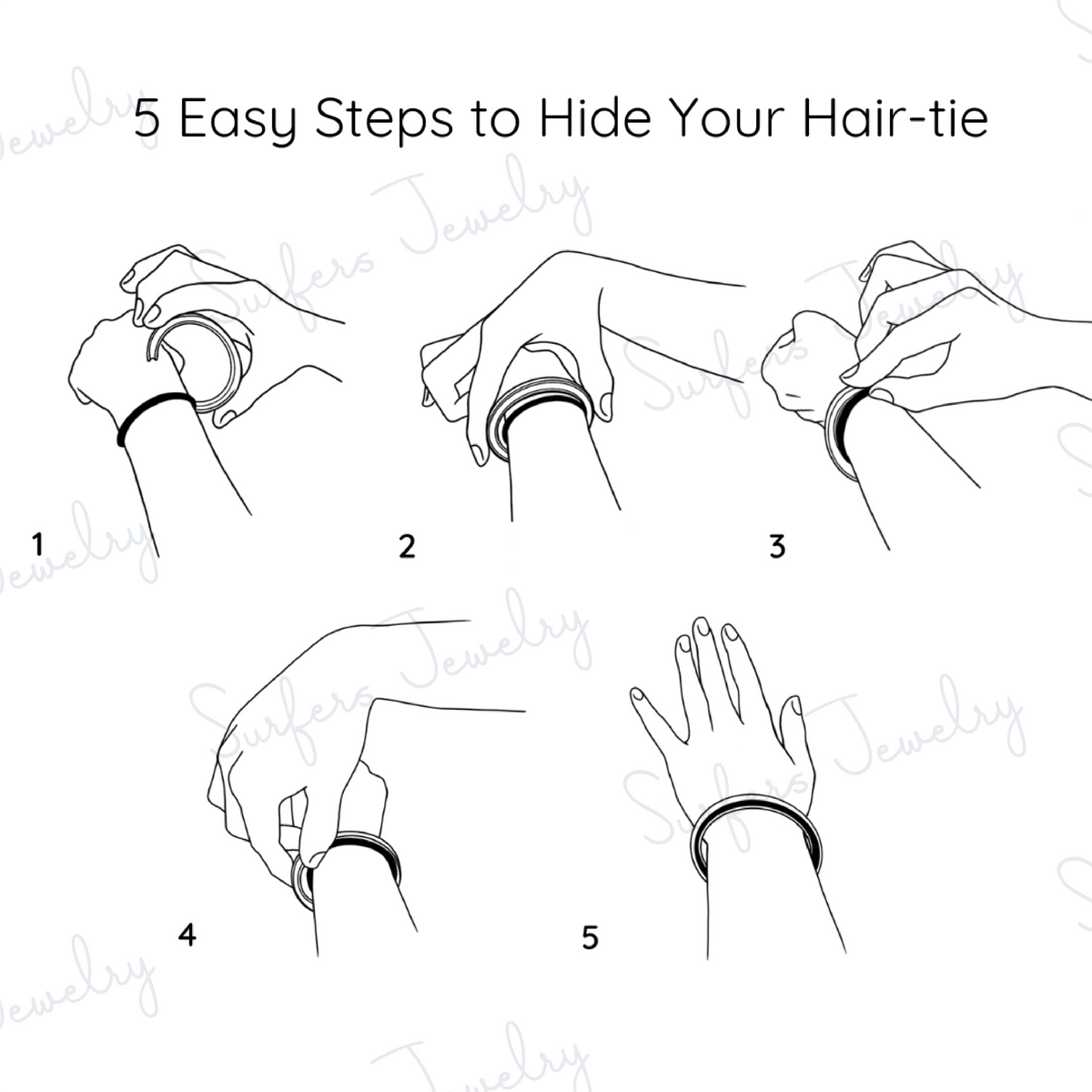 Hair-tie Hider Cuff Bracelet