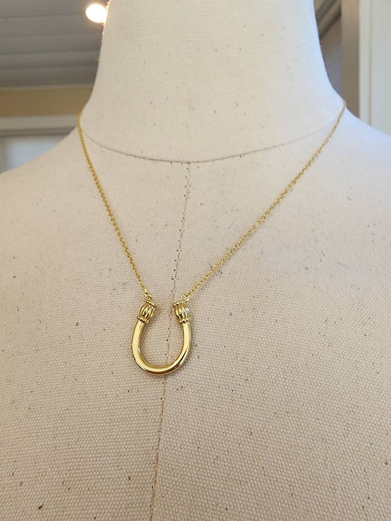 Saints and Saviors Feeling Lucky Reversible Gold Horseshoe Necklace