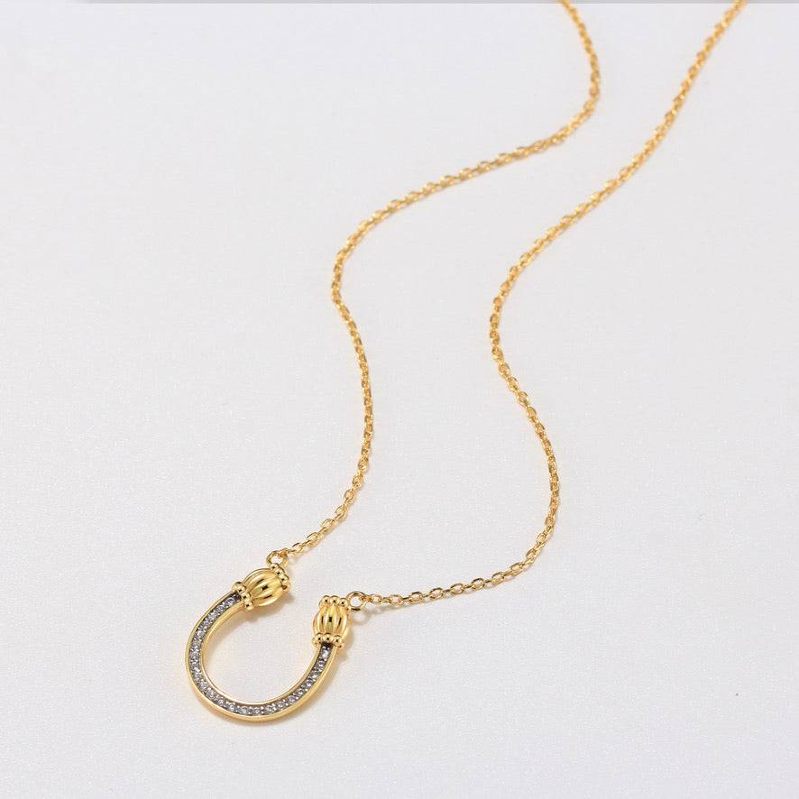 Saints and Saviors Feeling Lucky Reversible Gold Horseshoe Necklace