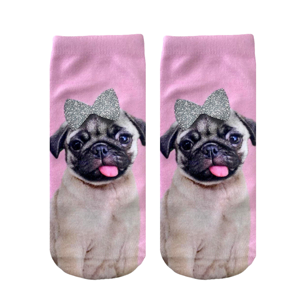 Pug with Bow Glitter