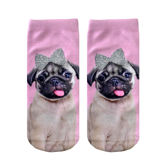 Pug with Bow Glitter