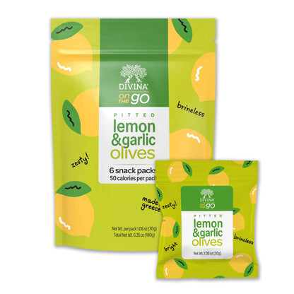 On the Go Pitted Lemon & Garlic Olives (6 Pack)