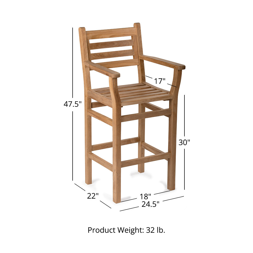 Acadia Grade A Teak Bar Armchair