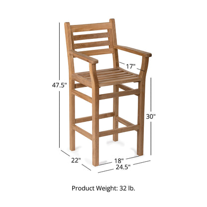 Acadia Grade A Teak Bar Armchair