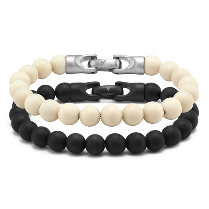 Spiritual Bead Set 8mm - Black Onyx & Riverstone