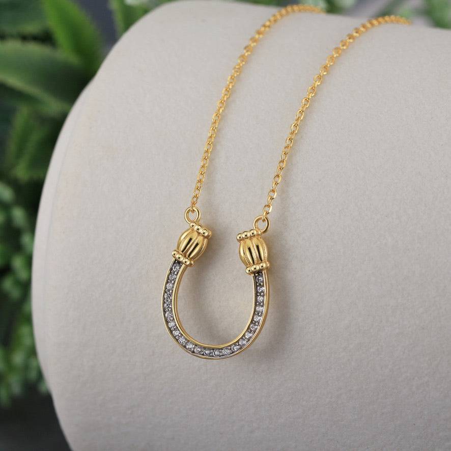 Saints and Saviors Feeling Lucky Reversible Gold Horseshoe Necklace