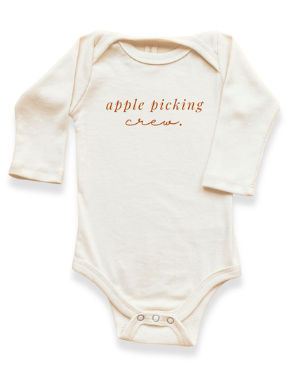 Apple Picking Crew Organic Bodysuit Long Sleeve