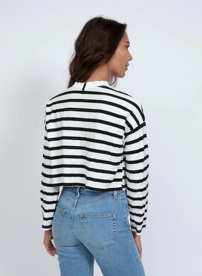 ASKK NY Cropped Long Sleeve Stripped Tee