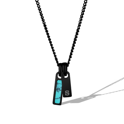 Birthstone & Initial Tag Necklace - Stealth
