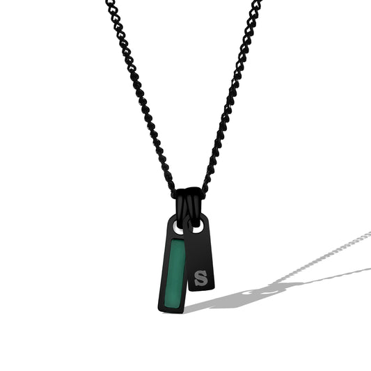 Birthstone & Initial Tag Necklace - Stealth