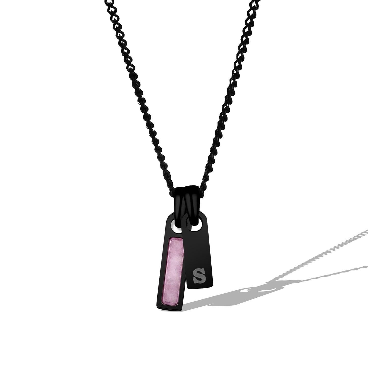 Birthstone & Initial Tag Necklace - Stealth