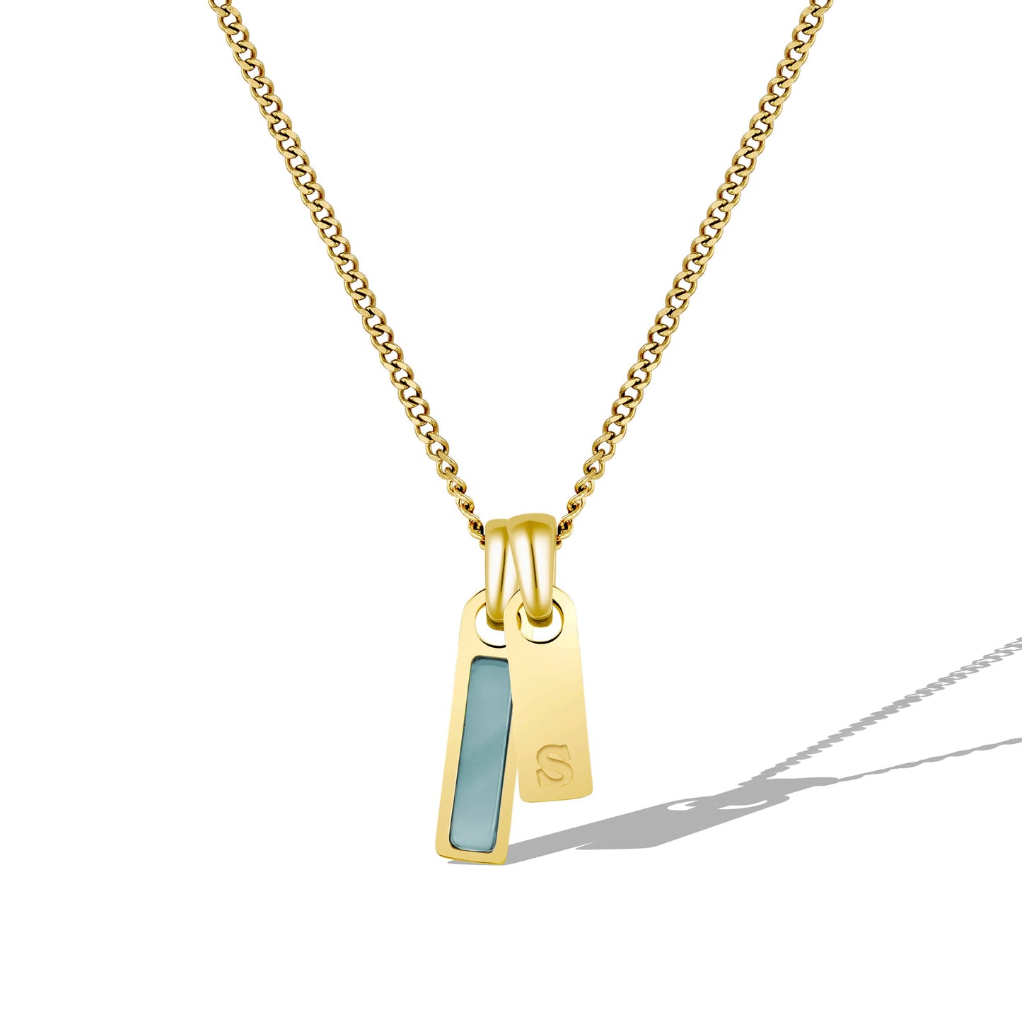 Birthstone & Initial Tag Necklace - Gold