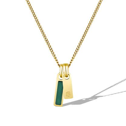 Birthstone & Initial Tag Necklace - Gold