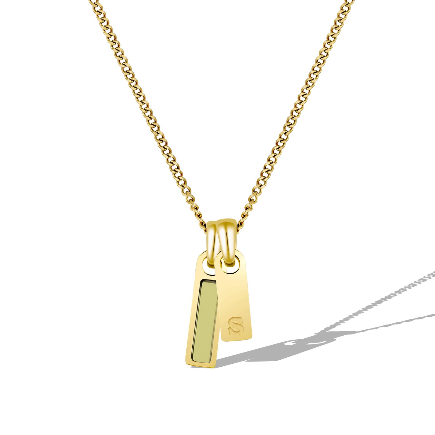 Birthstone & Initial Tag Necklace - Gold