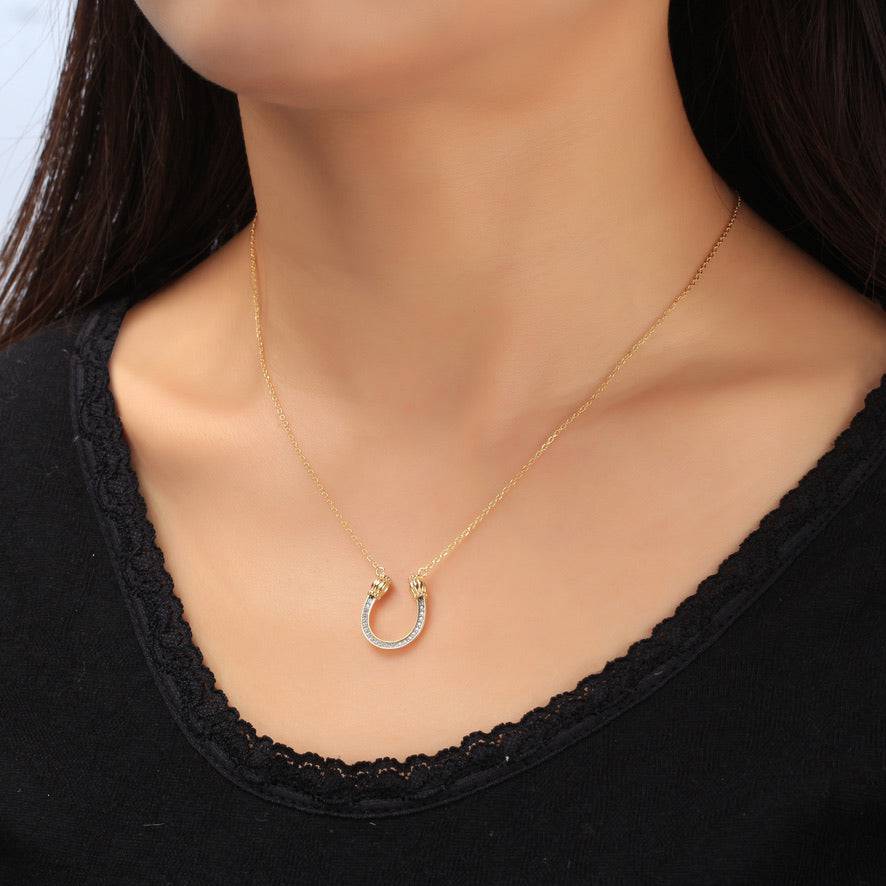 Saints and Saviors Feeling Lucky Reversible Gold Horseshoe Necklace
