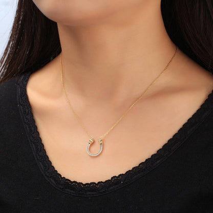 Saints and Saviors Feeling Lucky Reversible Gold Horseshoe Necklace