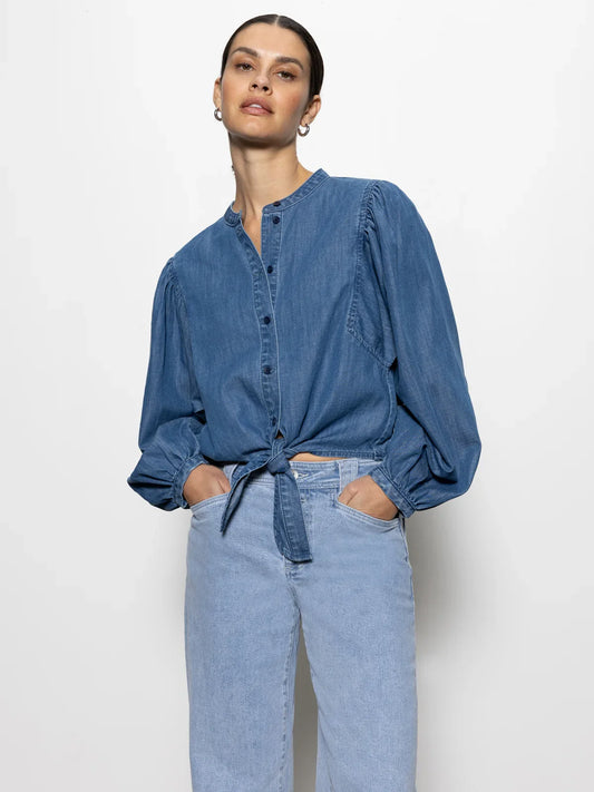 Sanctuary Tie Front Volume Blouse