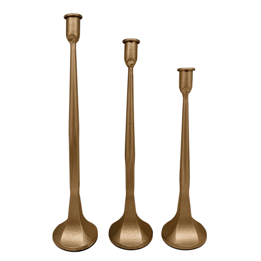 Gold Cast Iron Taper Candle Holders