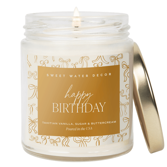Happy Birthday Soy Candle - Clear Patterned Jar - 9 oz