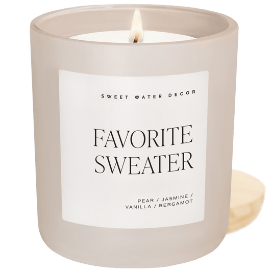 Favorite Sweater Soy Candle - Tan Matte Jar - 15 oz (Cashmere and Vanilla)