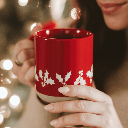 Holly 14 oz Red Stoneware Coffee Mug