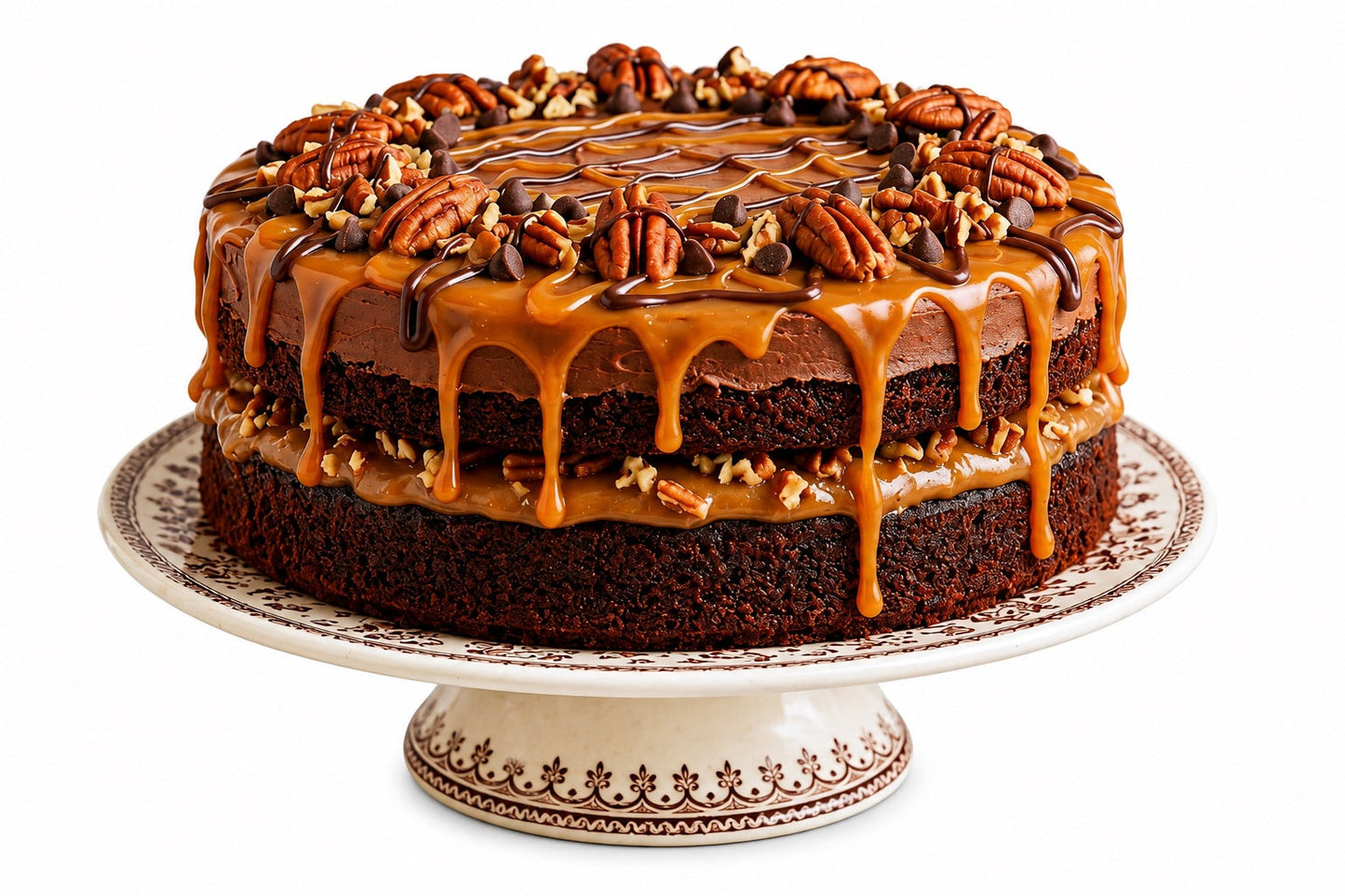 Andy Anand SUGAR-FREE TURTLE PECAN CAKE — RICH CHOCOLATE, DECADENT CARAMEL &amp; TOASTED PECANS, ZERO ADDED SUGAR, 2.8 LBS: Layers of moist dark chocolate cake, buttery caramel filling, and premium roasted pecans.