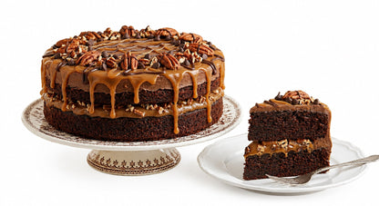 Andy Anand SUGAR-FREE TURTLE PECAN CAKE  RICH CHOCOLATE, DECADENT CARAMEL &amp; TOASTED PECANS, ZERO ADDED SUGAR, 2.8 LBS: Layers of moist dark chocolate cake, buttery caramel filling, and premium roasted pecans.