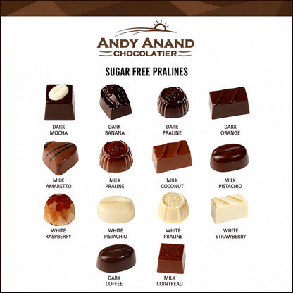 Andy Anand Sugar-Free Luxury Belgian Chocolate Truffles, 25 pc – Espresso, Hazelnut, Strawberry, Coconut, Cherry, Diabetic-Friendly Gift