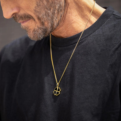 Clover Pendant - 14K Gold Onyx