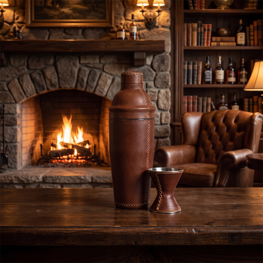 Coctelera | Leather Cocktail Shaker + Jigger