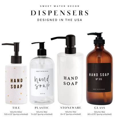 15oz Black Stoneware Hand Soap Dispenser