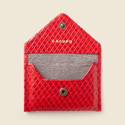 Mini Envelope Wallet With RFID protection - Red Woven