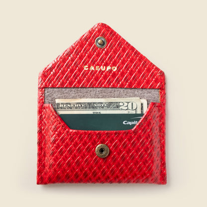 Mini Envelope Wallet With RFID protection - Red Woven